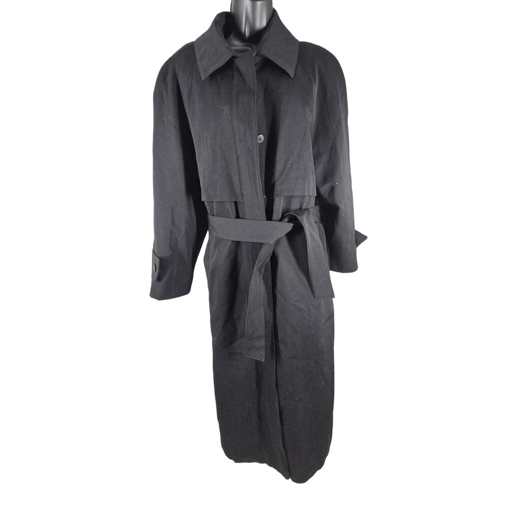 Vintage House of Sanyo 100% Wool Belted Long Length Overcoat Womens 12 Luxury
